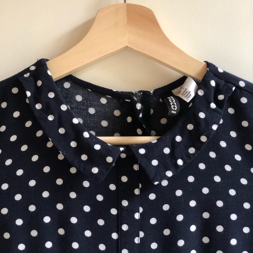 Navy/White Polka-Dotted Collared Dress (H&M)